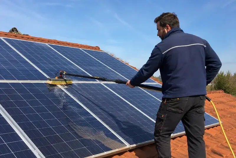 Nettoyage et entretien de panneaux solaires à la Brousse