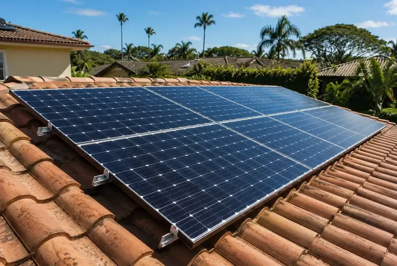 Installation de panneaux solaires à la Brousse